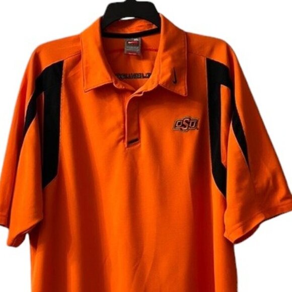 NIKE Men's FitDry OSU Oklahoma State University Cowboys Orange Polo Shirt XL - Picture 2 of 12